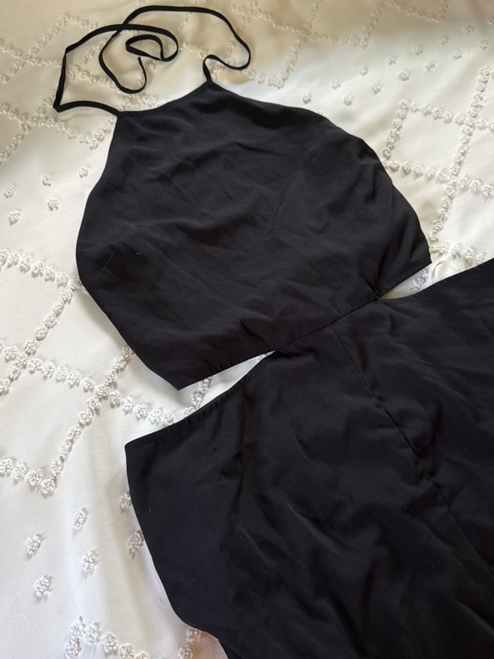 BCBGeneration Black Halter Wide Leg Jumpsuit